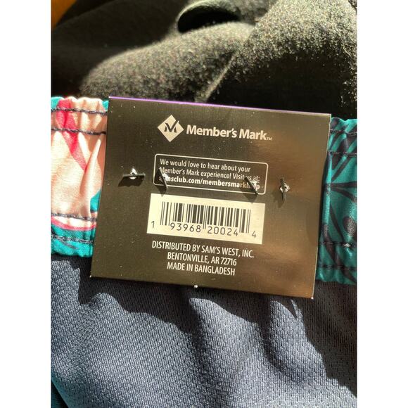 Members Mark Men's Resort Swim Trunks zip pocket UPF50 flamingo aqua lined XXL - Picture 10 of 10